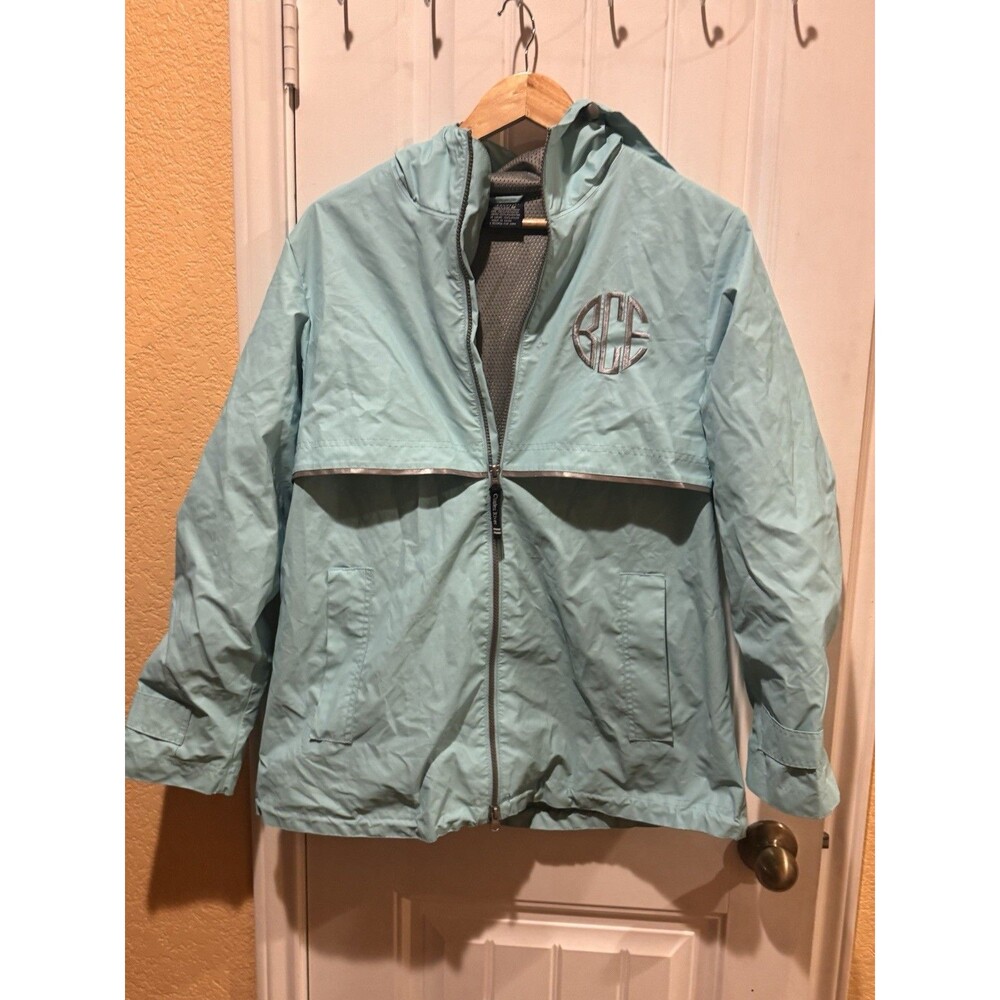 Charles River Apparel Womens Windbreaker Jacket Blue Full Zip Monogrammed Size M